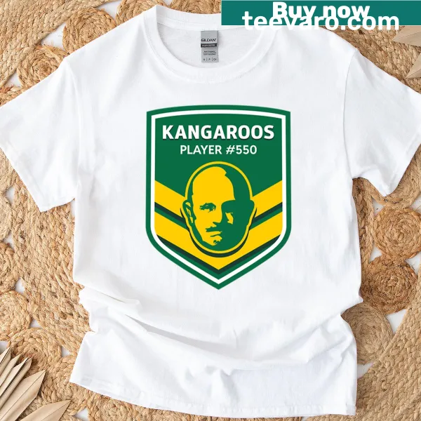 T-shirt with an illustrated kangaroo logo representing Australian culture