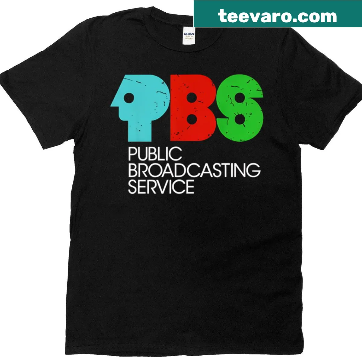 Support PBS graphic t-shirt for public broadcasting advocates — on a men's t-shirt