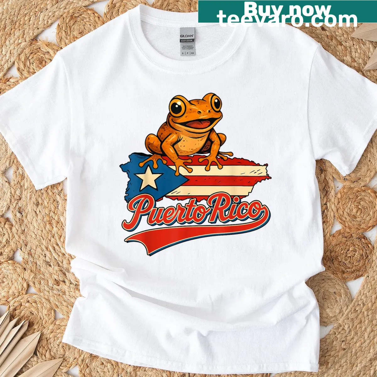 Retro T-shirt featuring the Puerto Rican flag design — on a men's t-shirt