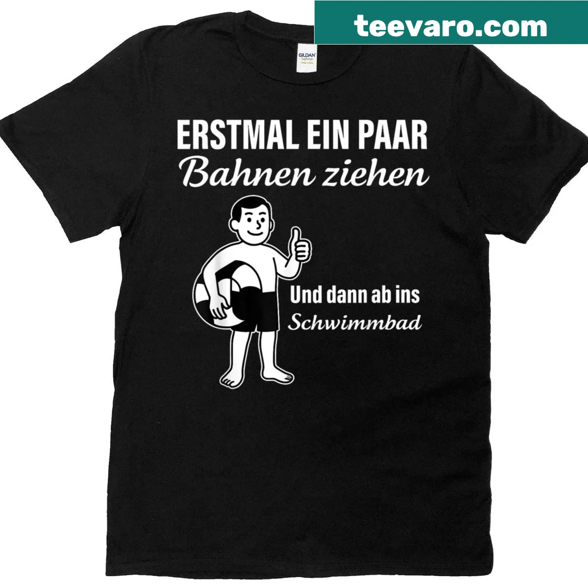 Playful fitness-themed t-shirt encouraging summer activities — on a men's t-shirt