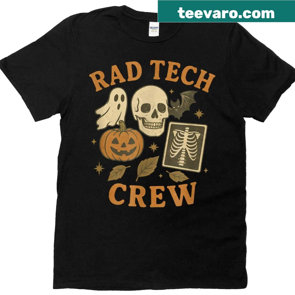 Vintage ghost skeleton X-ray design on a Halloween T-shirt — on a men's t-shirt