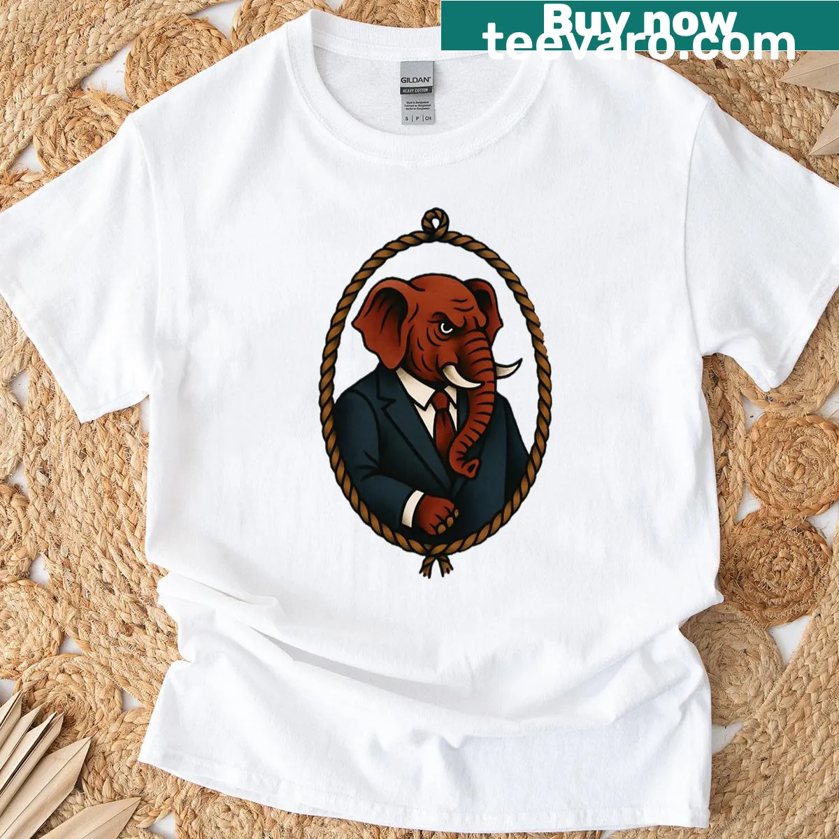 Oversized T-shirt with Republican elephant emblem — on a men's t-shirt