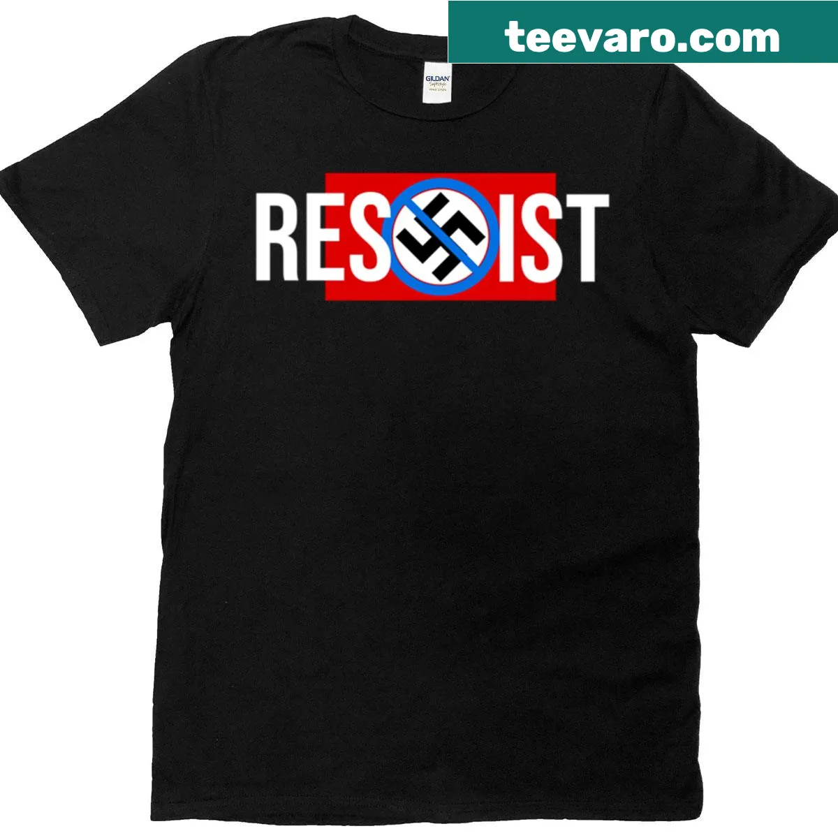 Transparent typography design promoting resistance on a t-shirt — on a men's t-shirt