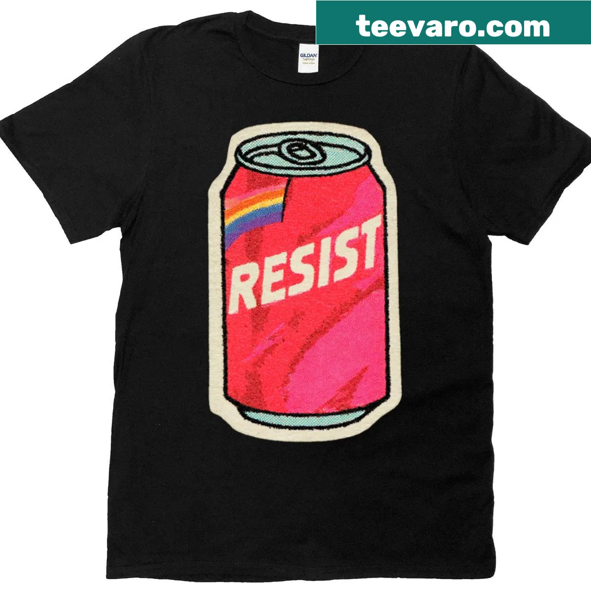 Retro soda can graphic on pop art t-shirt — on a men's t-shirt