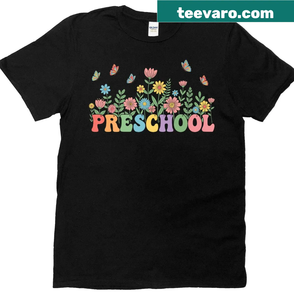 Floral illustration on a retro floral t-shirt for preschool girls — on a men's t-shirt