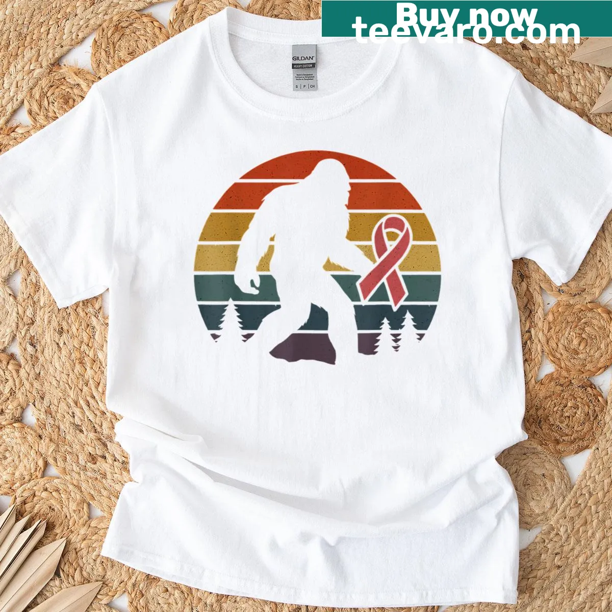 Vintage distressed tee featuring Bigfoot and Breast Cancer Survivor text — on a men's t-shirt