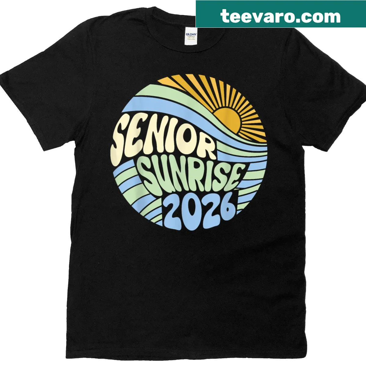 Graduation t-shirt for the Class of 2026 featuring a Senior Sunrise design — on a men's t-shirt