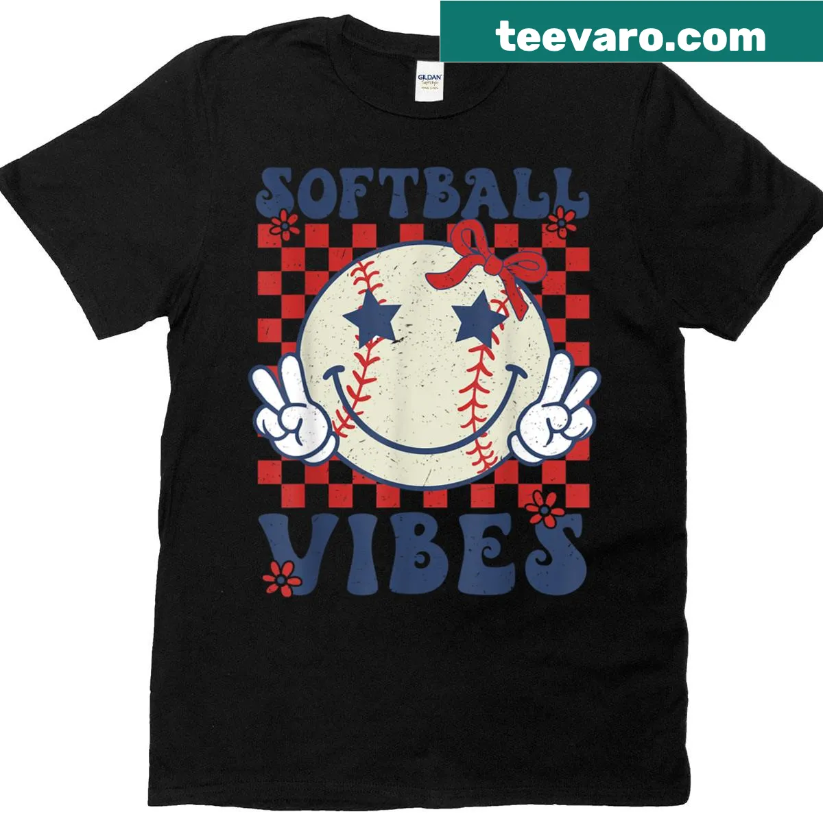 Groovy softball-themed game day t-shirt for girls — on a men's t-shirt