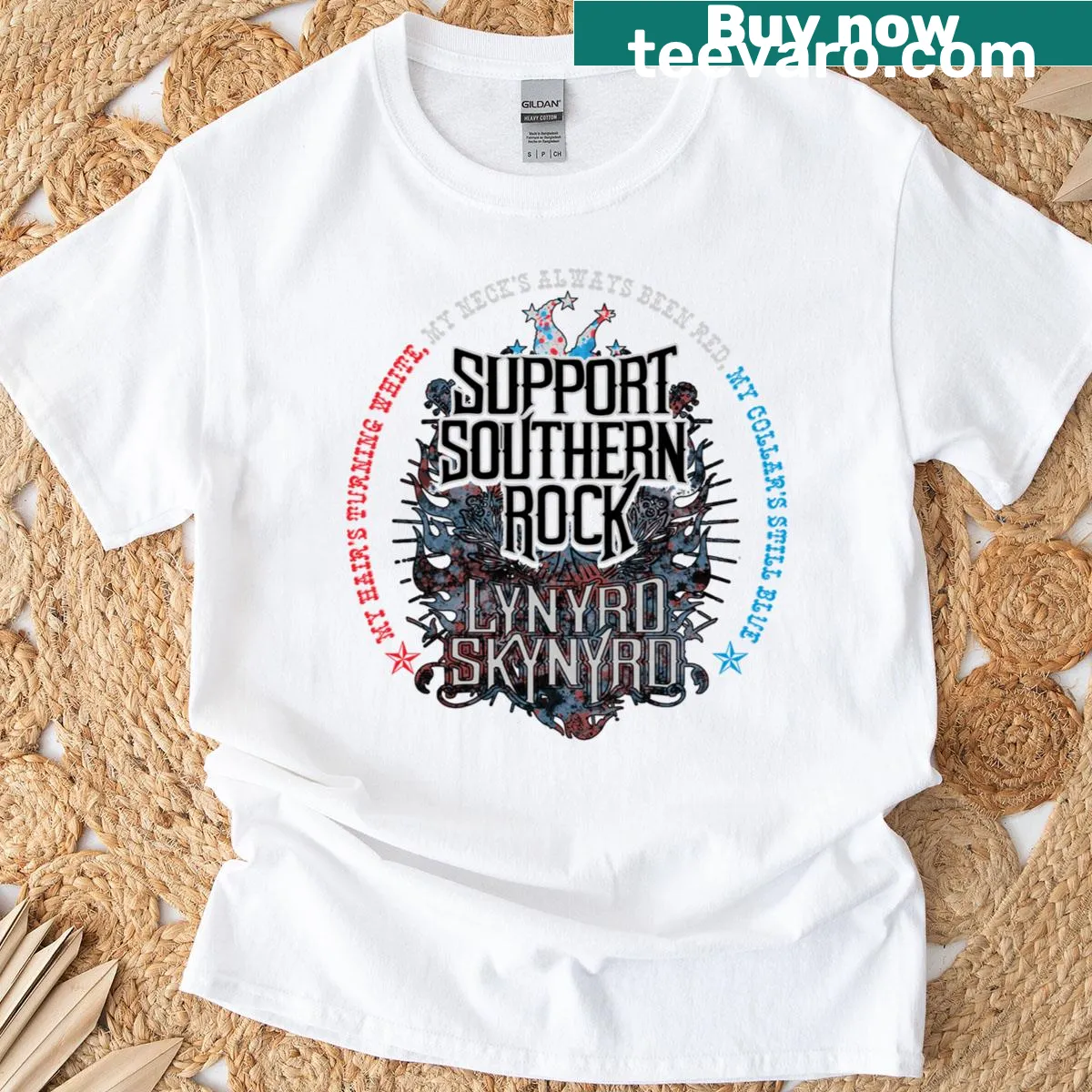 Retro-style T-shirt celebrating southern rock music — on a men's t-shirt