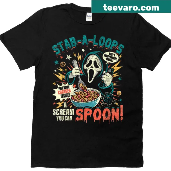 Vintage-style horror cereal box themed Halloween T-shirt