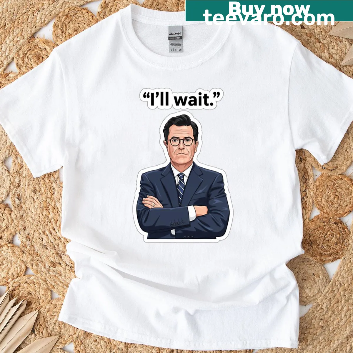 T-shirt with a humorous graphic saying 'I'll Wait'. — on a men's t-shirt