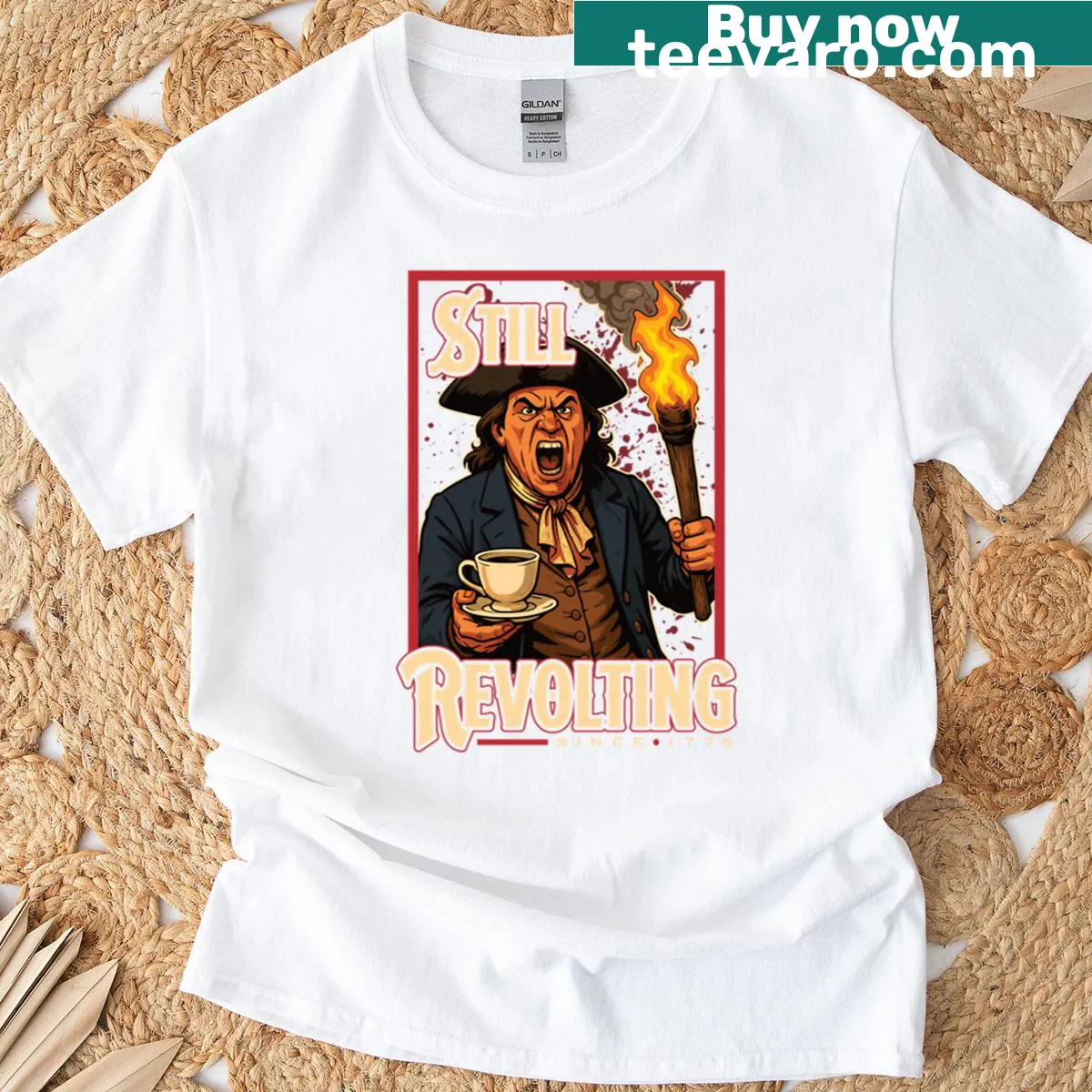 Bold typography T-shirt with the phrase 'Still Revolting' for protest supporters. — on a men's t-shirt