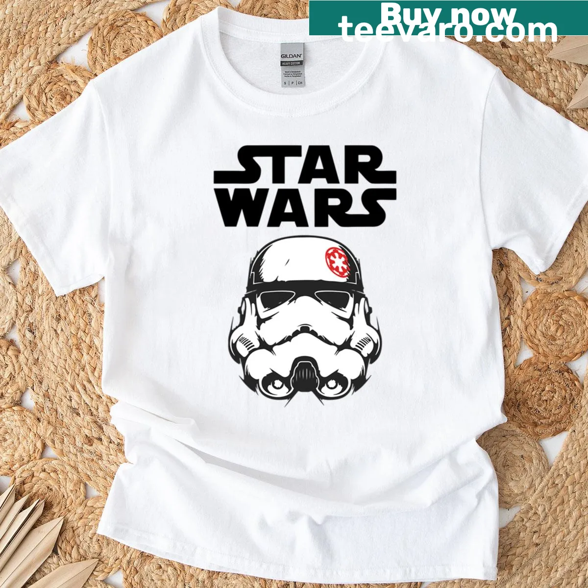 Minimalist Stormtrooper helmet illustration T-shirt — on a men's t-shirt
