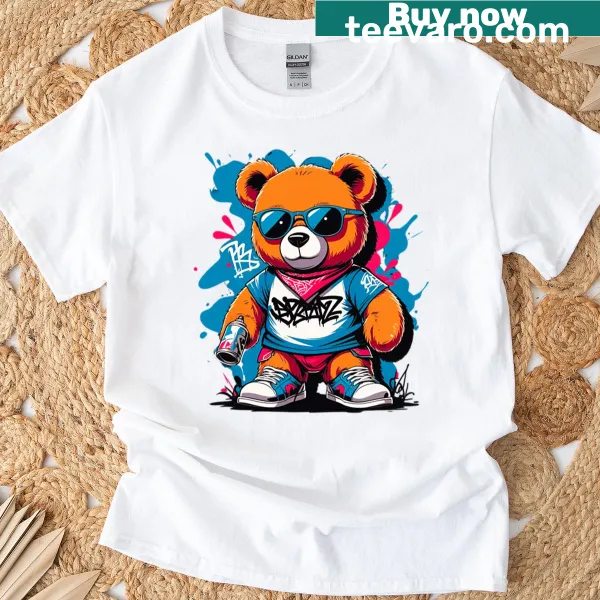 Cartoon bear T-shirt with a swaggy design