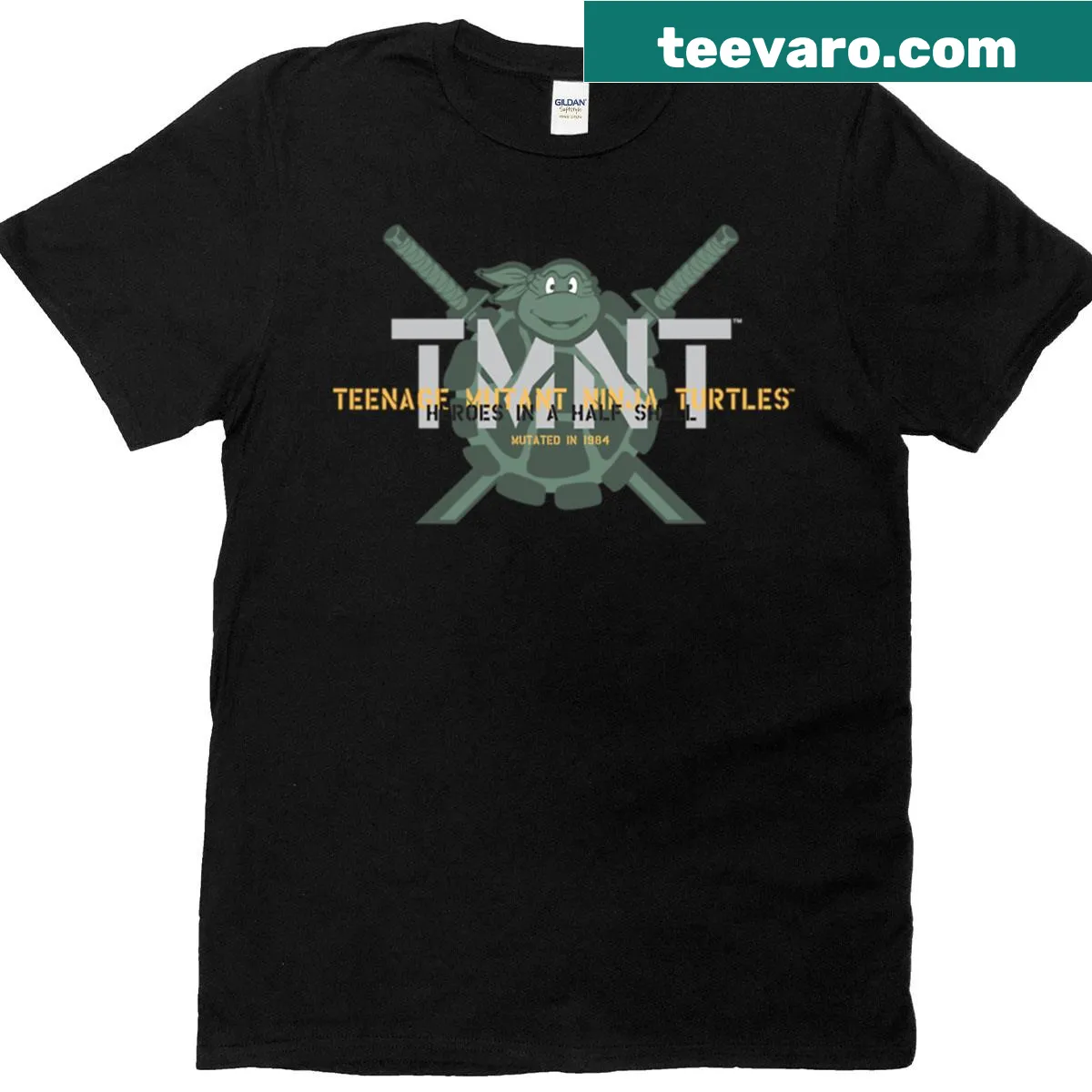 T-shirt featuring the Teenage Mutant Ninja Turtles 'Heroes In A Half Shell' logo — on a men's t-shirt