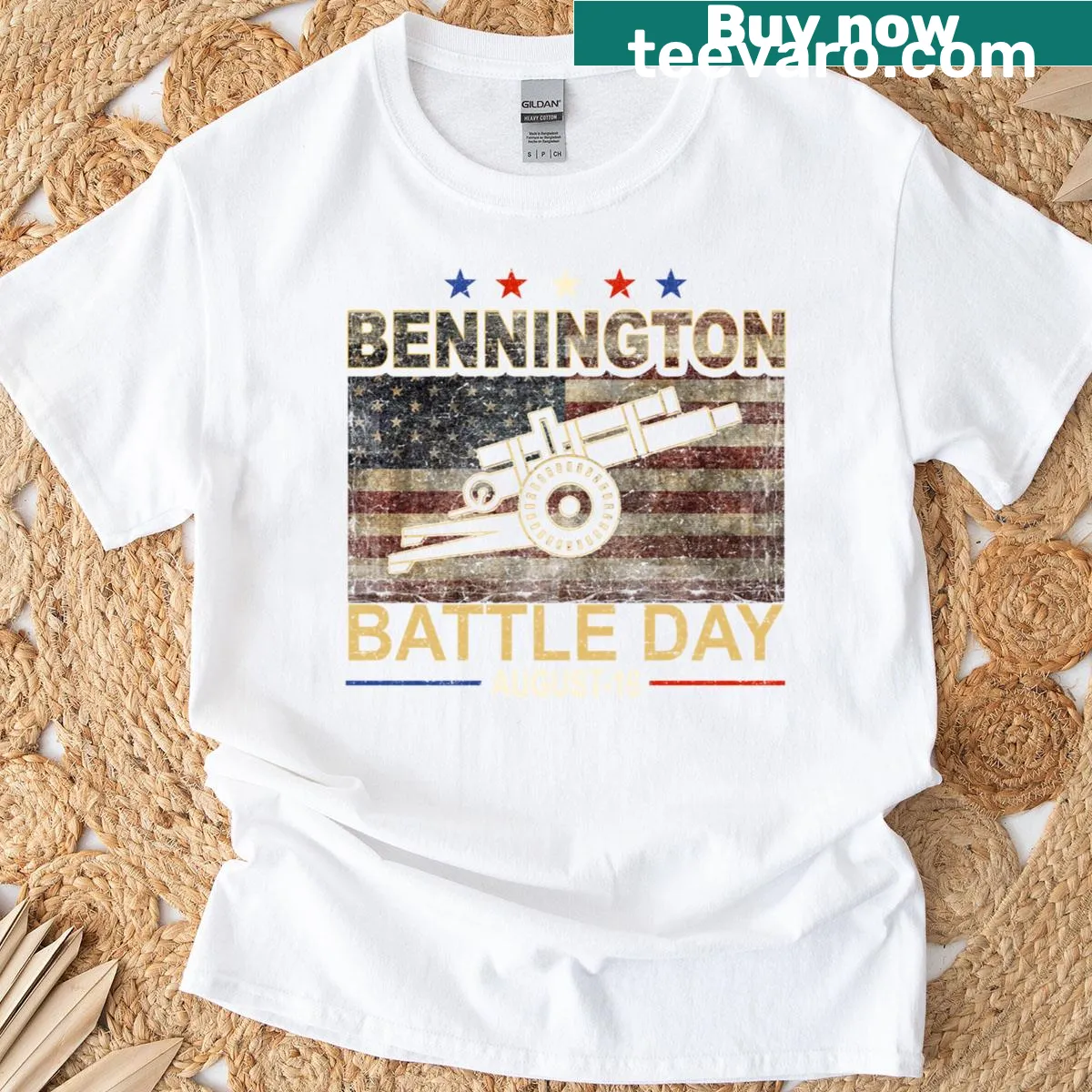 Historic Battle of Bennington graphic t-shirt for men and women — on a men's t-shirt