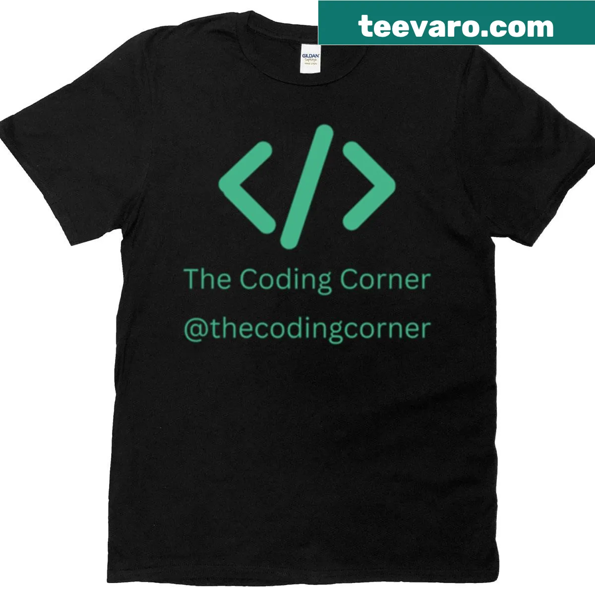 Minimalist t-shirt with The Coding Corner logo for programmers — on a men's t-shirt