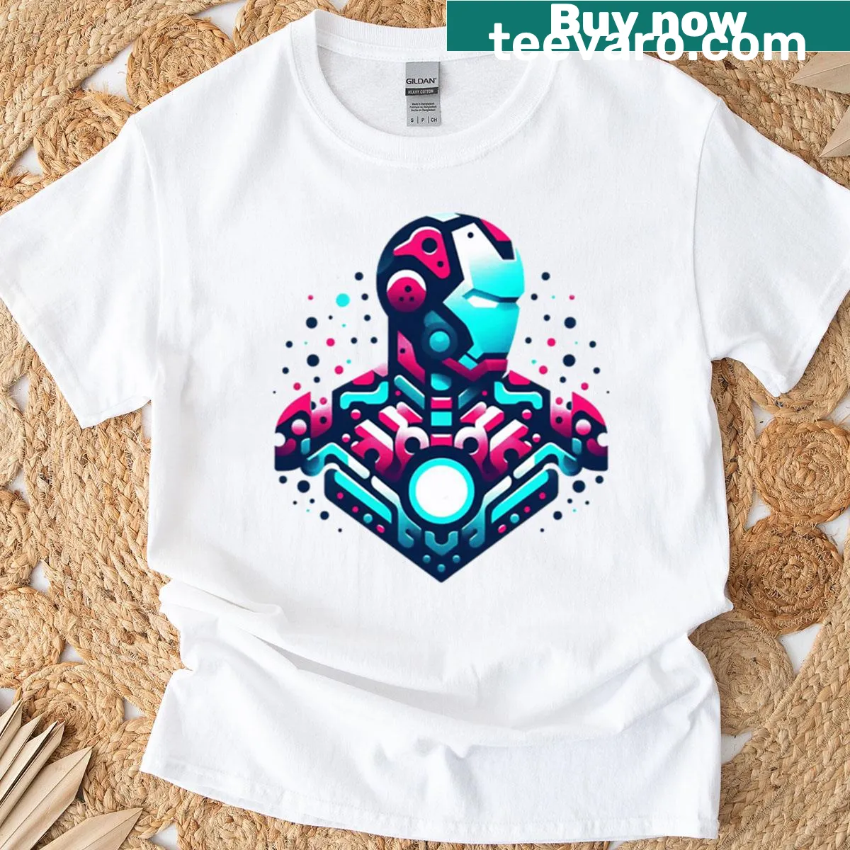 T-shirt featuring a logo emblem representing heroes and unity — on a men's t-shirt