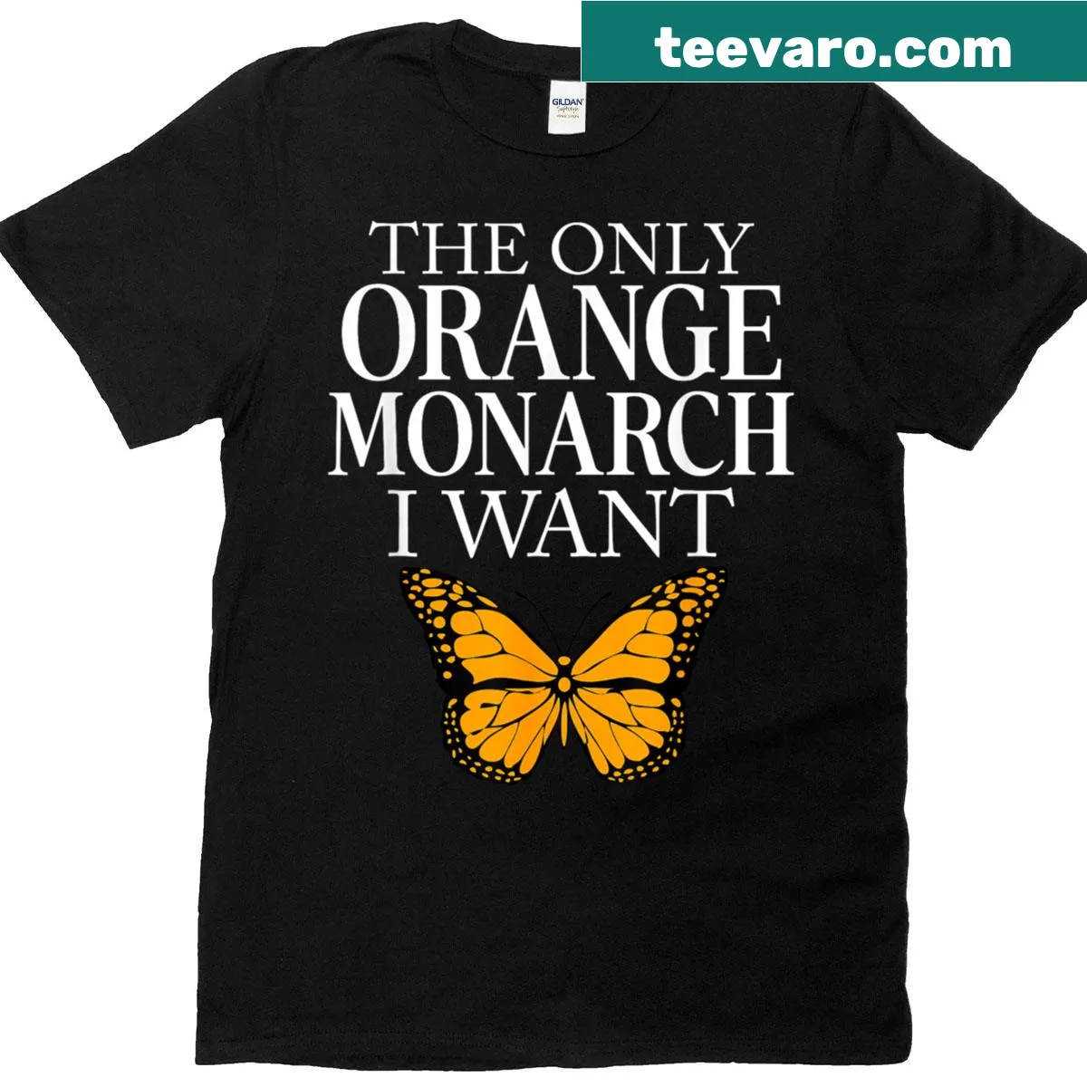 Illustration of an orange monarch butterfly on a T-shirt — on a men's t-shirt