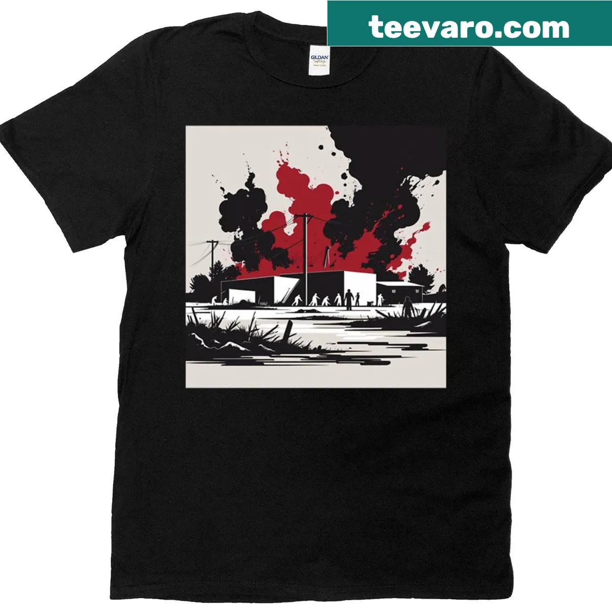 Artistic revolution-themed t-shirt with bold graphic design — on a men's t-shirt