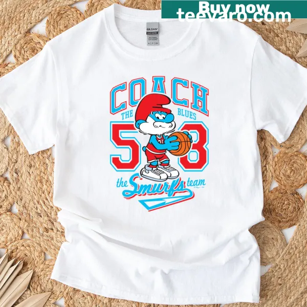 T-shirt featuring Papa Smurf and The Smurfs Team 58 logo.