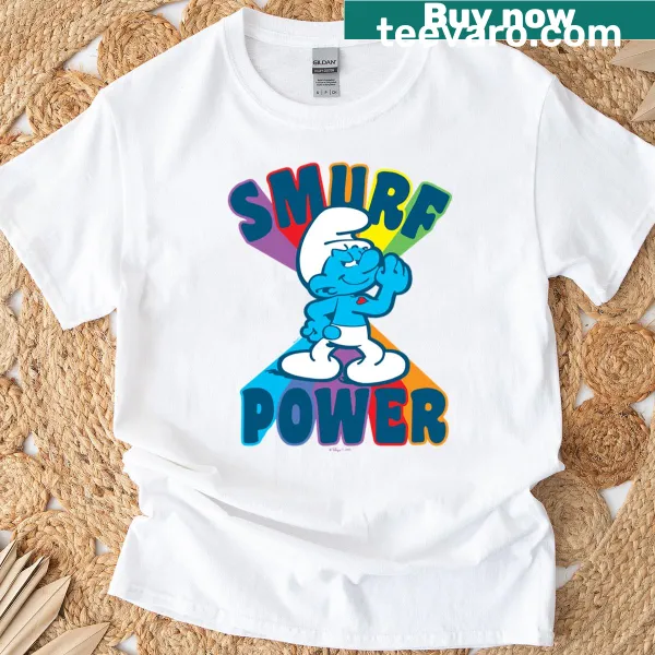T-shirt featuring Hefty Smurf with a rainbow logo