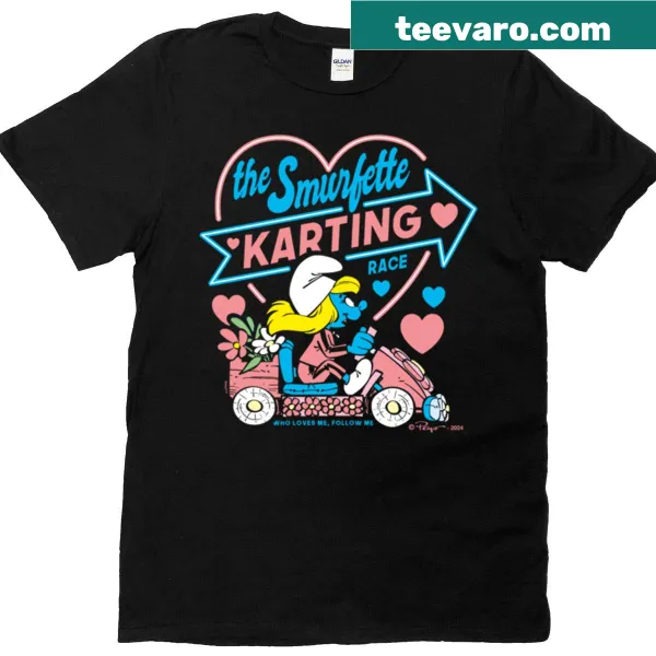 Cute Smurfette karting logo T-shirt for kids