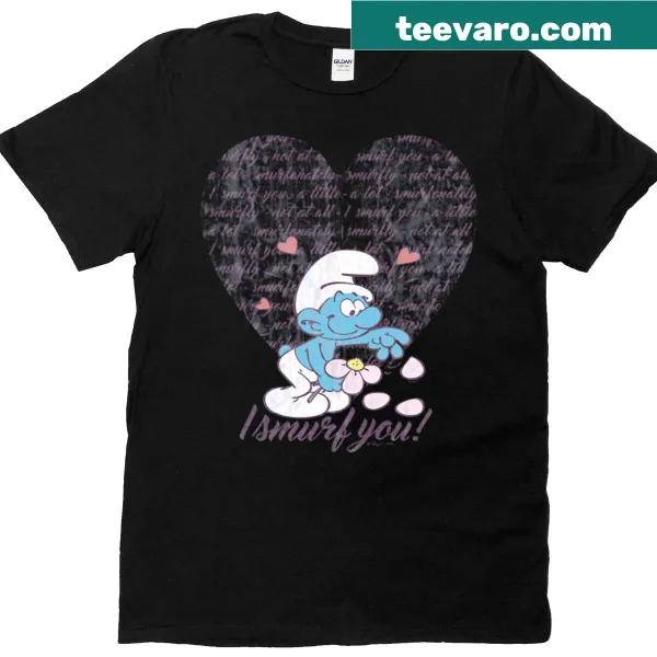 Vintage heart logo t-shirt saying 'I Smurf You' for Valentine's Day