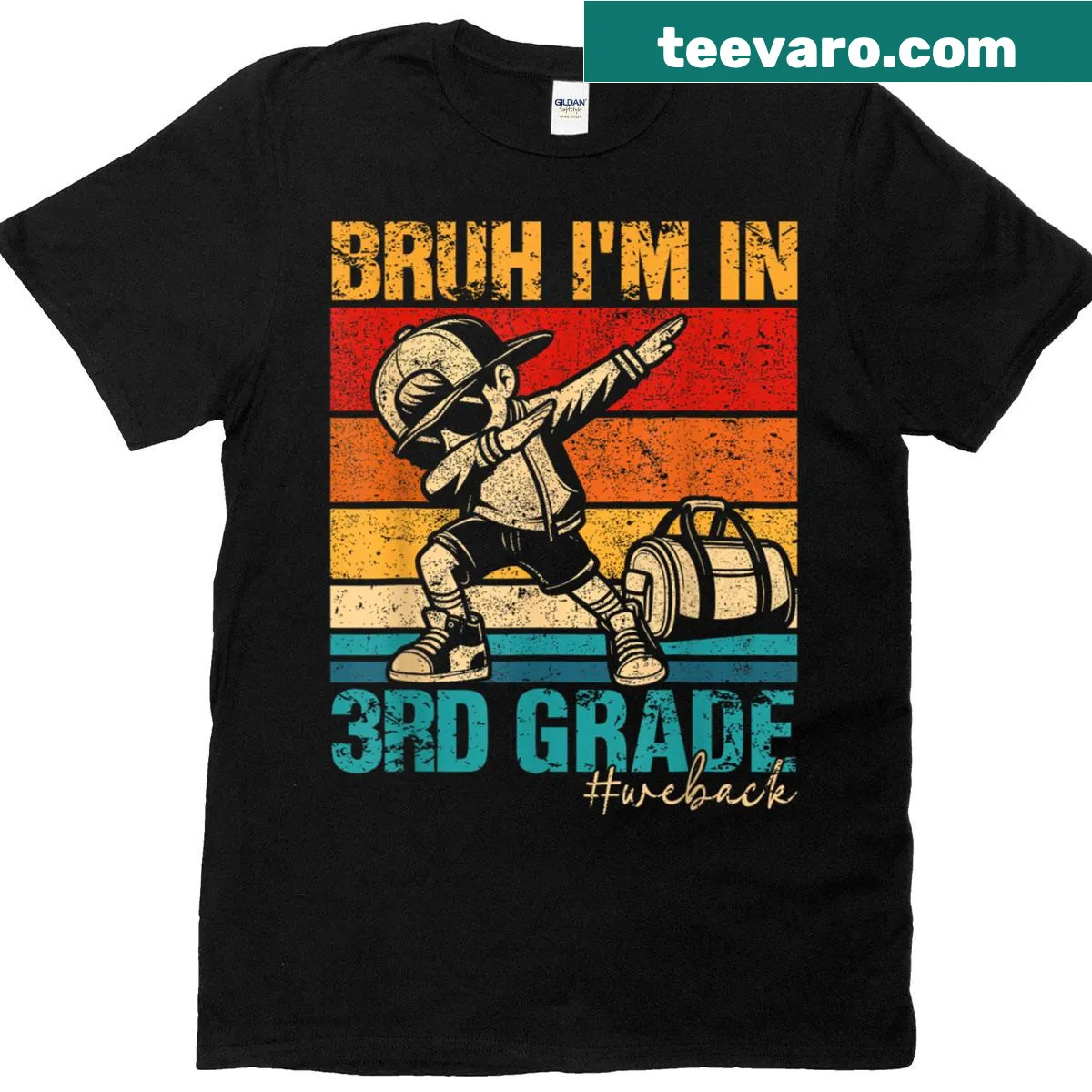 Dabbing boy graphic with text 'Bruh, I’m in 3rd Grade' — on a men's t-shirt