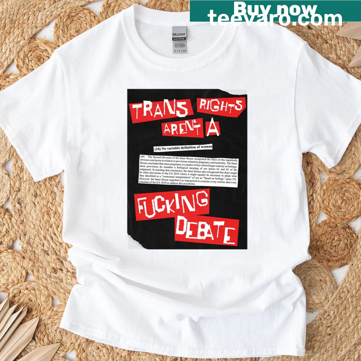 Typography T-shirt stating 'Trans Rights Aren't a Debate' — on a men's t-shirt