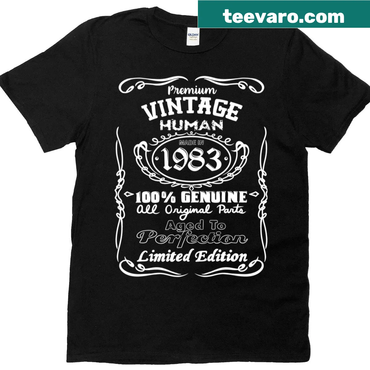 Vintage oversized t-shirt celebrating the year 1983 — on a men's t-shirt