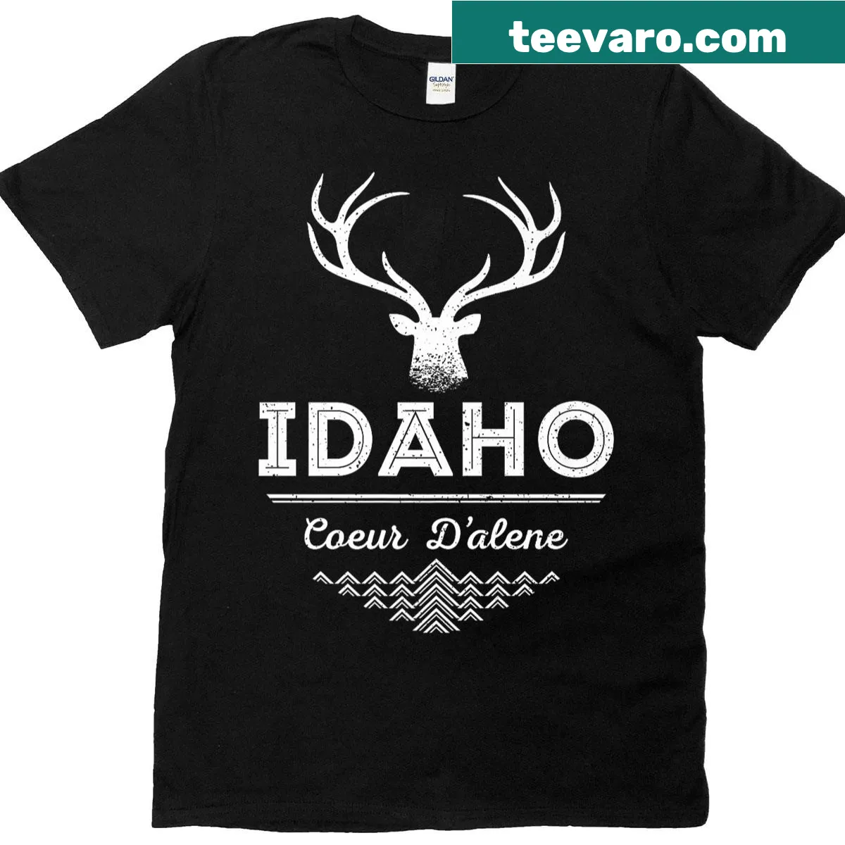 Vintage elk graphic T-shirt inspired by Idaho's wildlife. — on a men's t-shirt