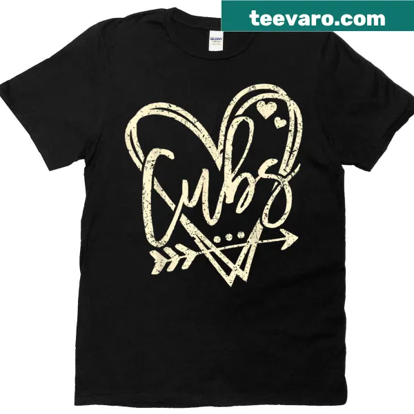 Vintage distressed Cubs heart T-shirt for fans of all ages