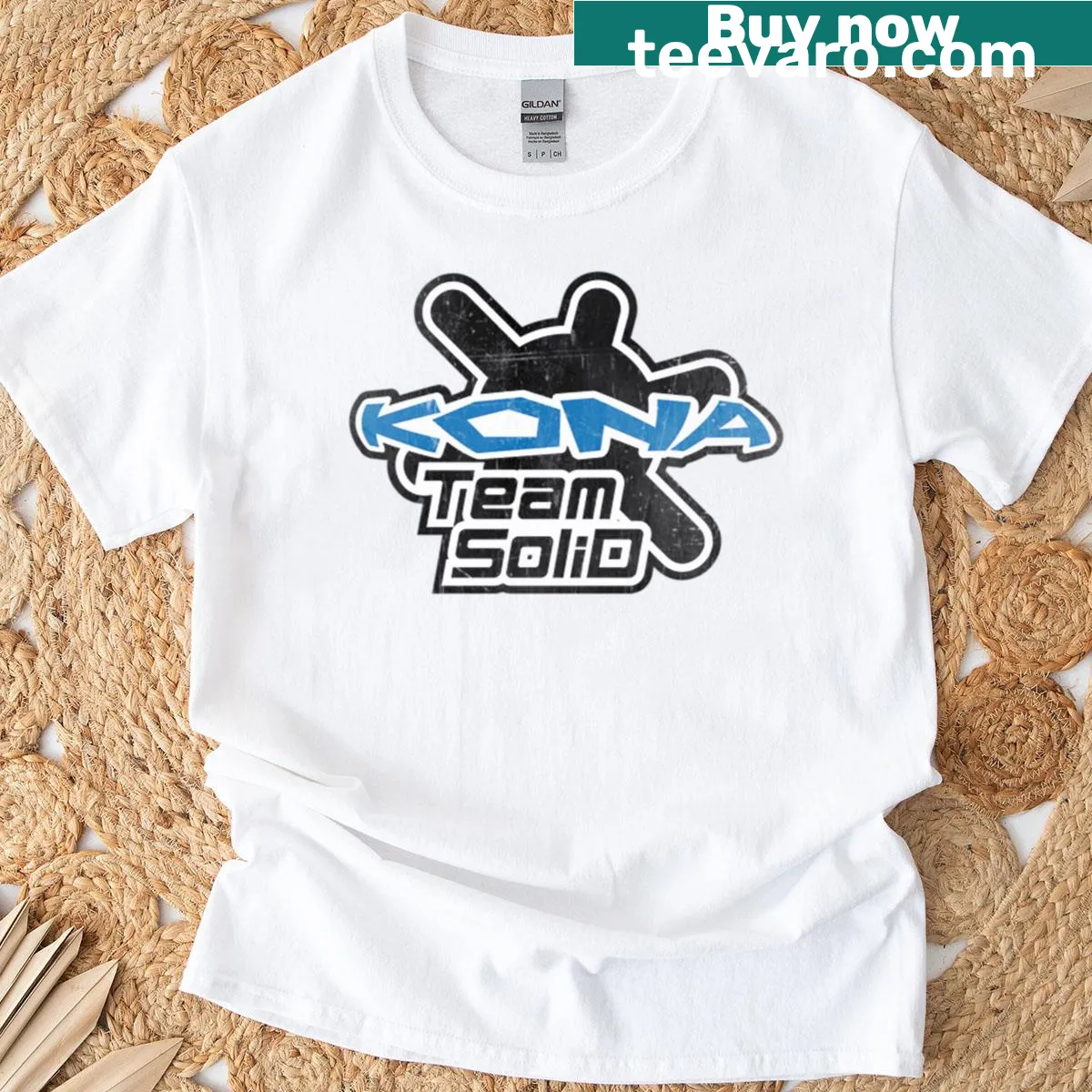 Vintage Kona Team bicycles logo t-shirt for mountain biking fans — on a men's t-shirt