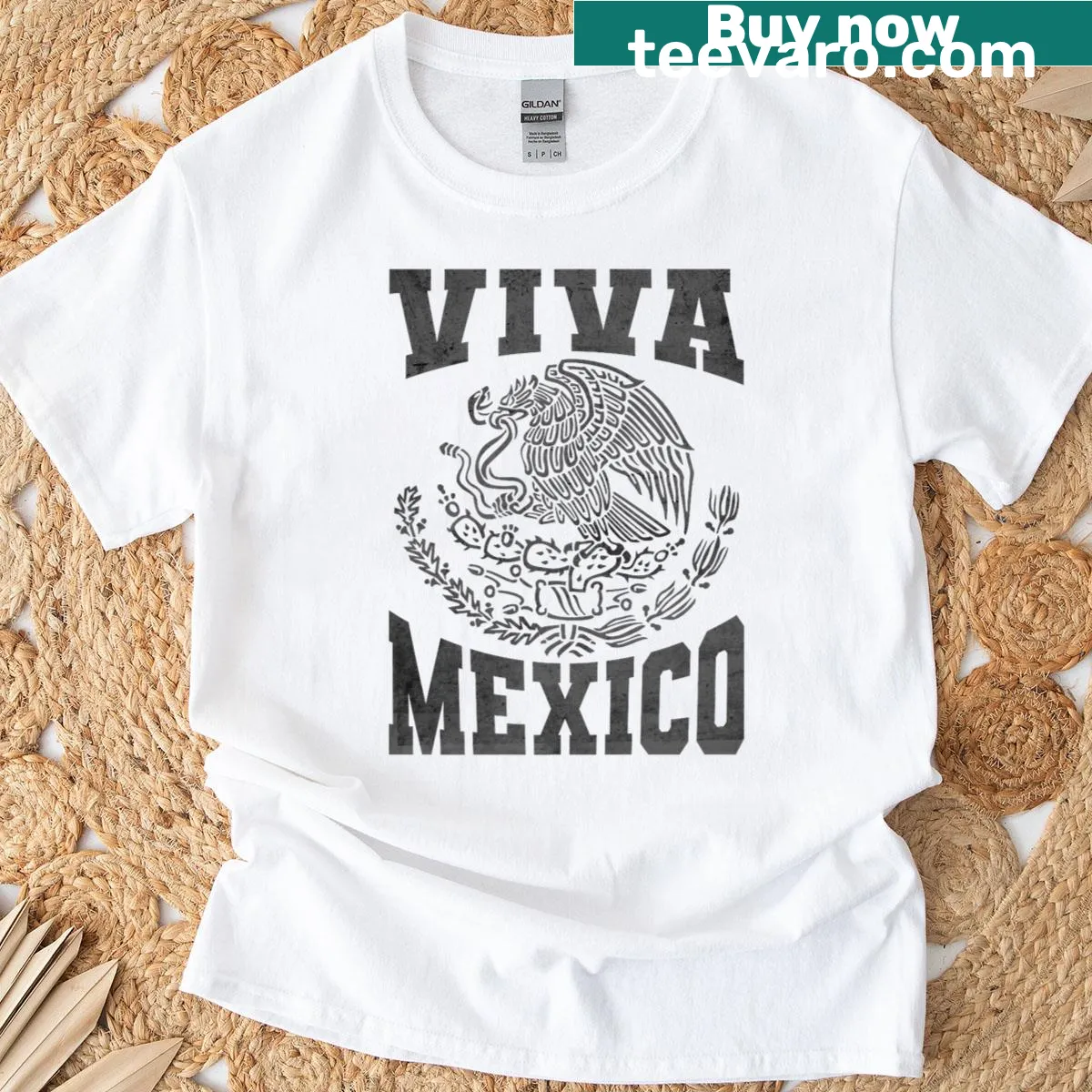 Vintage Mexican eagle design on a classic tee. — on a men's t-shirt