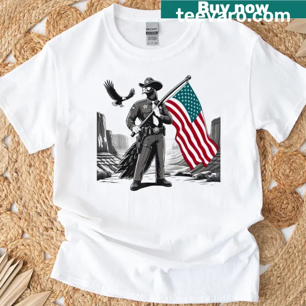 Vintage t-shirt featuring a peacock and American flag design