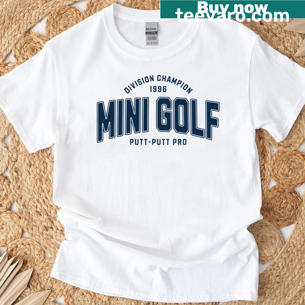 Vintage distressed Mini Golf Champion t-shirt with sarcastic text — on a men's t-shirt