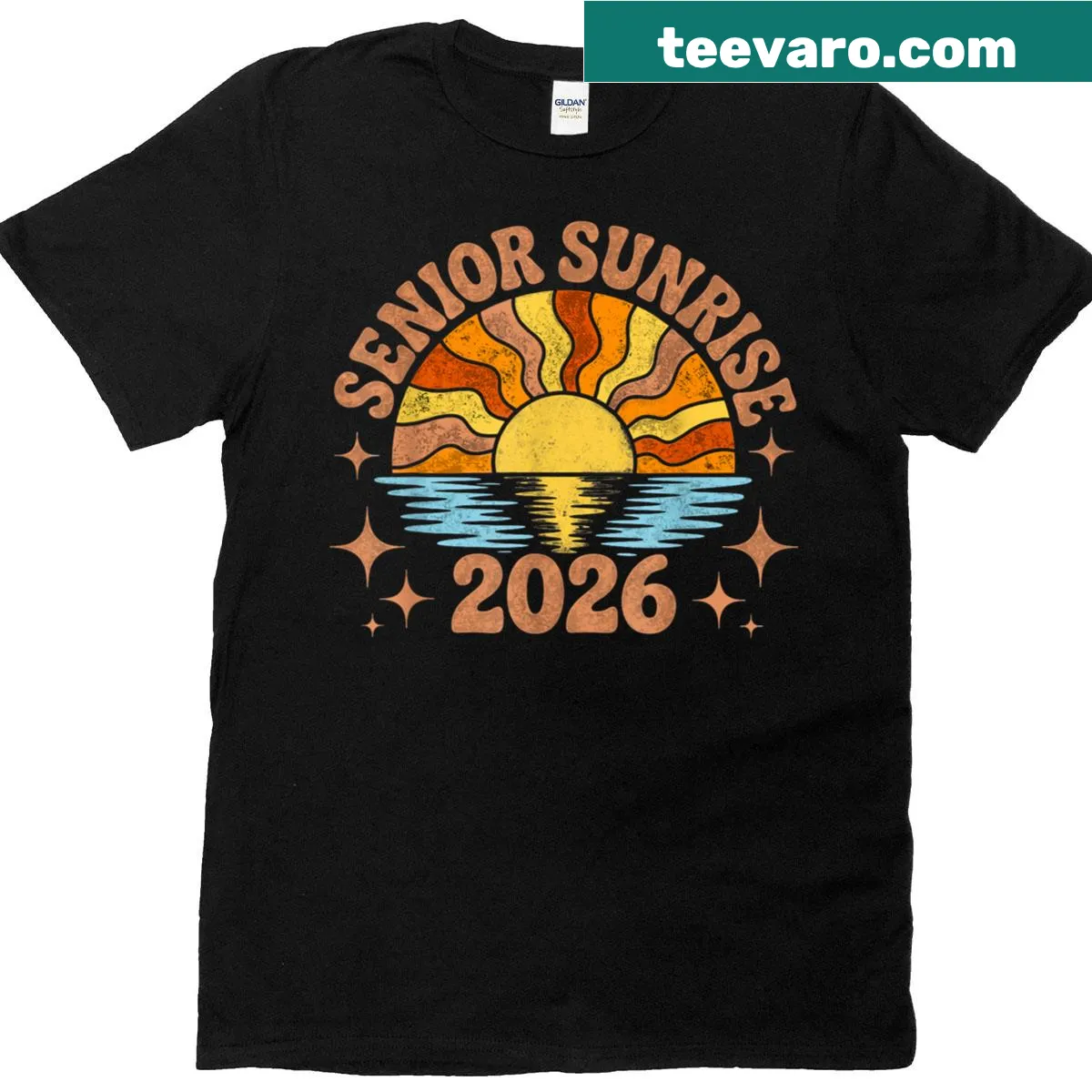 Boho-style senior graduation t-shirt with vintage 2026 design — on a men's t-shirt