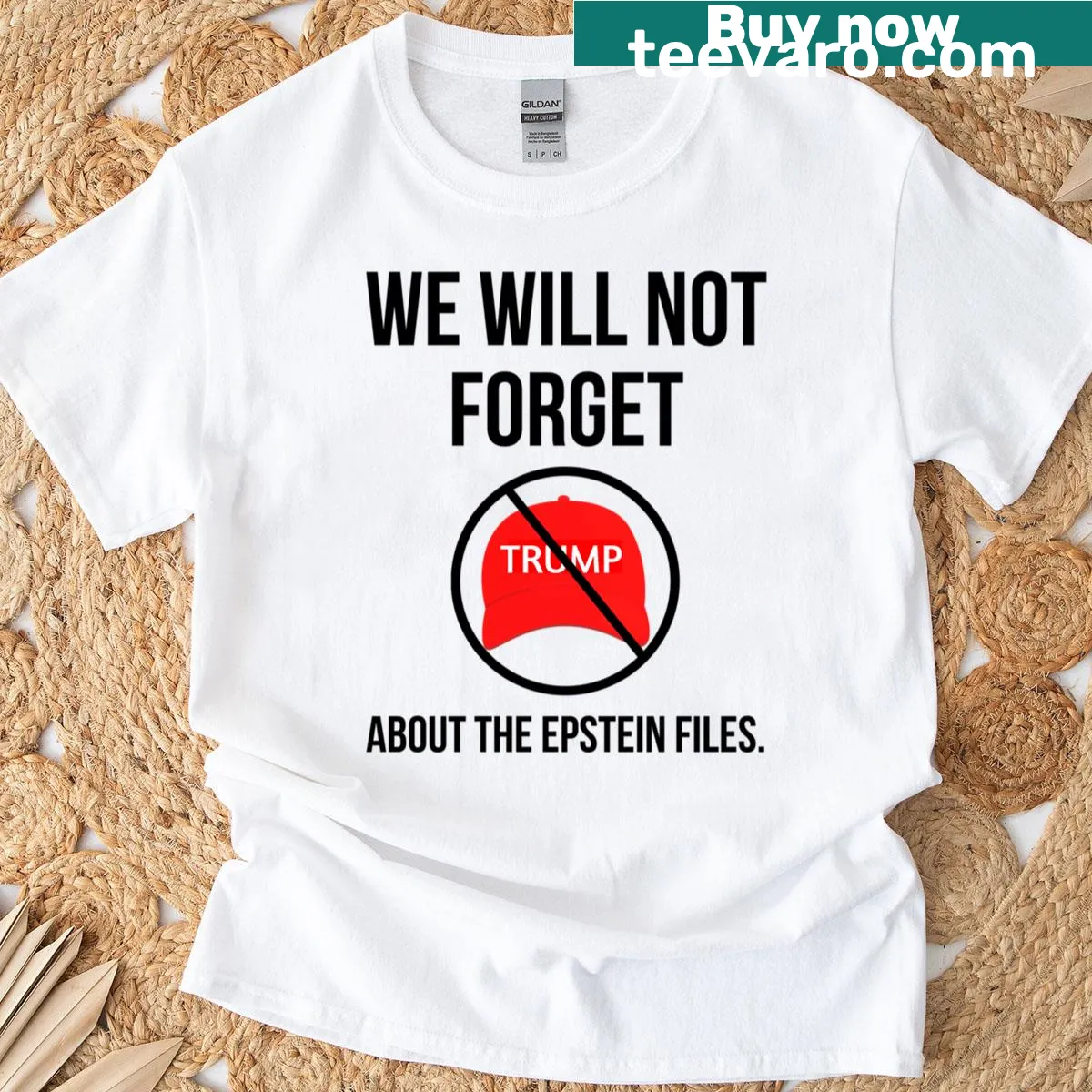 Oversized t-shirt with a bold statement about Epstein files. — on a men's t-shirt