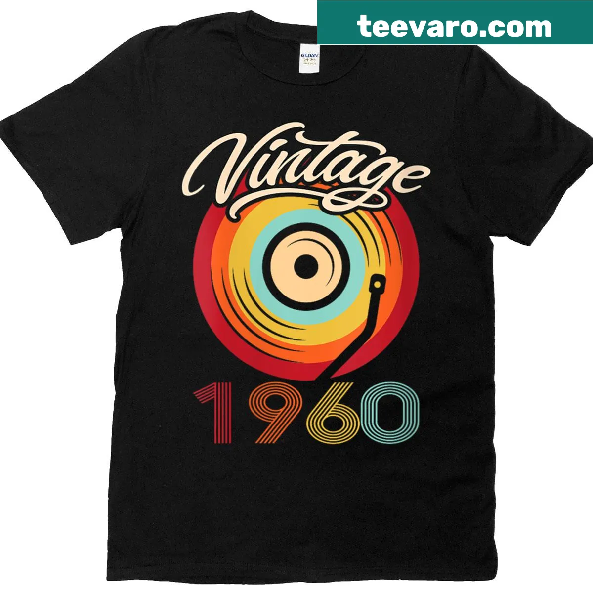 Vintage distressed tee featuring a vinyl record design for music lovers — on a men's t-shirt
