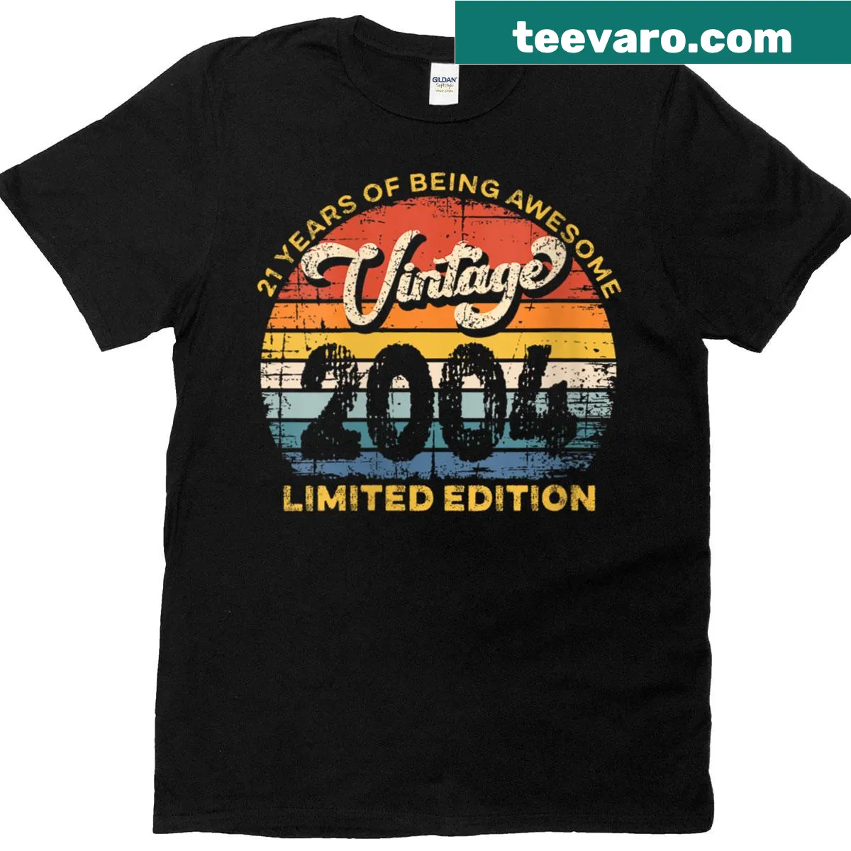 Vintage tee featuring '21 Years Of Being Awesome' text — on a men's t-shirt