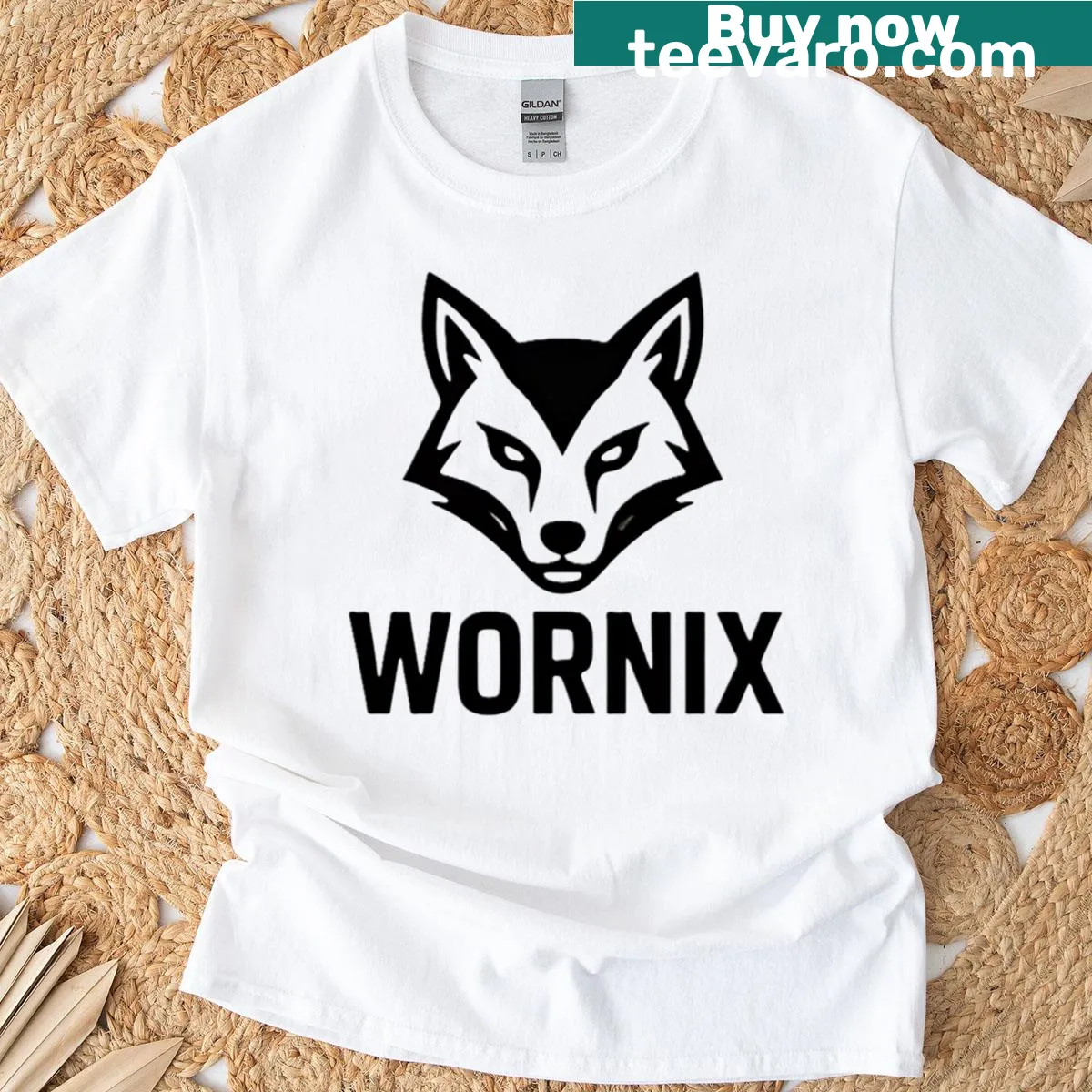 Bold wolf head silhouette for gym gear printed on a t-shirt — on a men's t-shirt