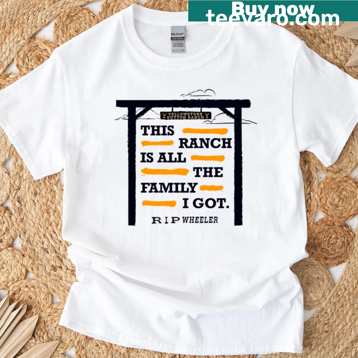 Yellowstone family-themed logo t-shirt — on a men's t-shirt