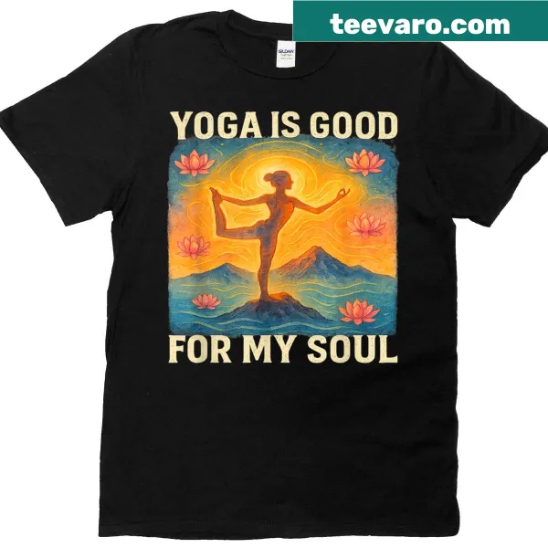 Yoga-themed graphic t-shirt emphasizing wellness