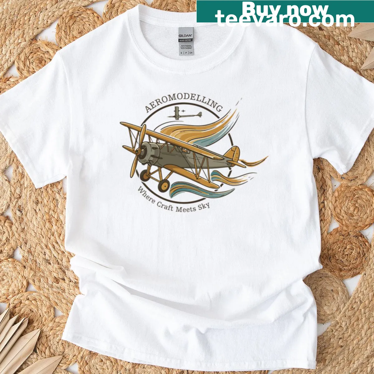 Aeromodelling graphic T-shirt with airplane design — on a men's t-shirt