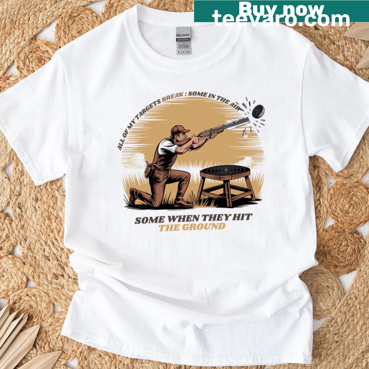 Hunting and fishing quote t-shirt with humorous design — on a men's t-shirt
