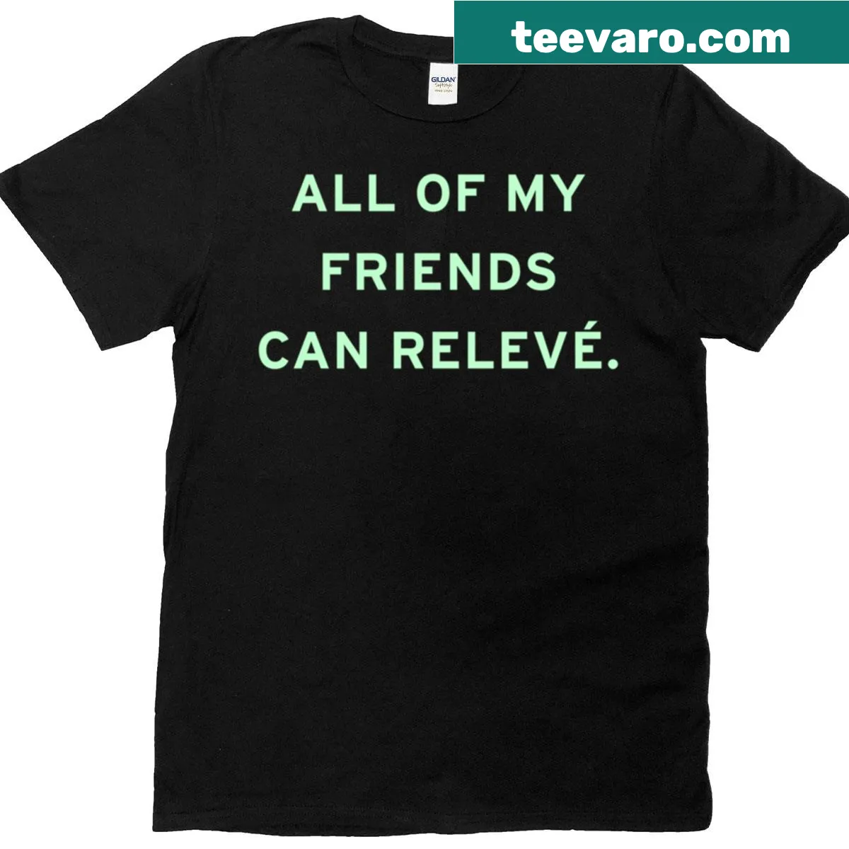 Fun typography T-shirt with 'All Of My Friends Can Relev' text for playful wear. — on a men's t-shirt