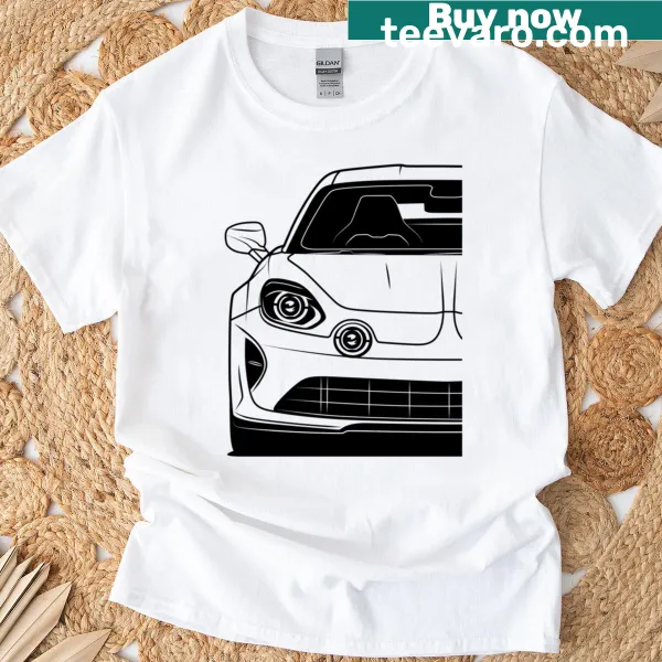Illustration of Alpine A110 car on a stylish T-shirt