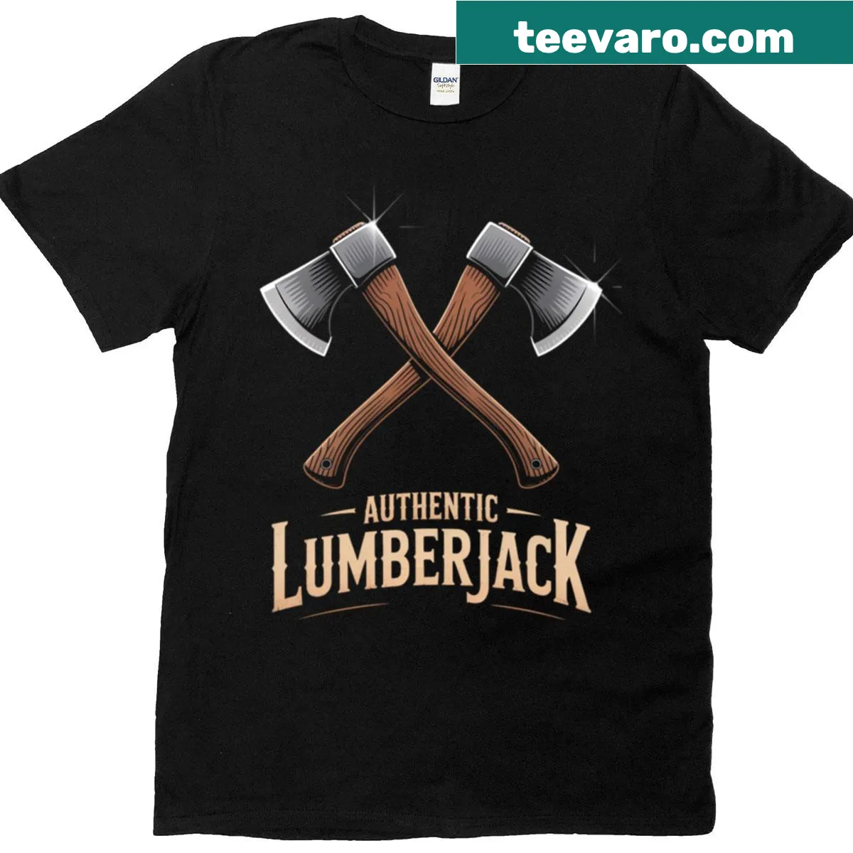 Vintage lumberjack design T-shirt with an authentic wood theme. — on a men's t-shirt