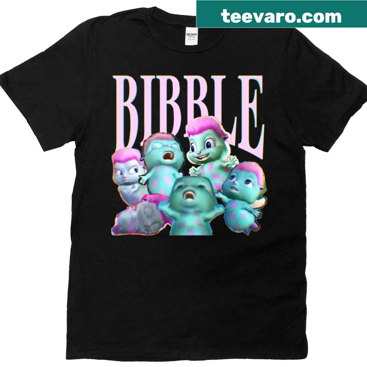 Bibble collage design T-shirt with playful typography and shapes — on a men's t-shirt